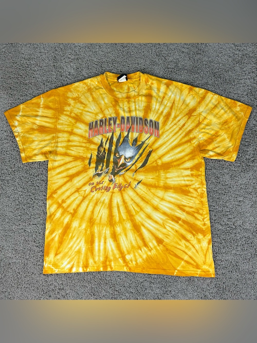 VTG 90s Harley Davidson Mens XL Batik Shirt Cutting Edge Eagle Claw Cedar Rapids